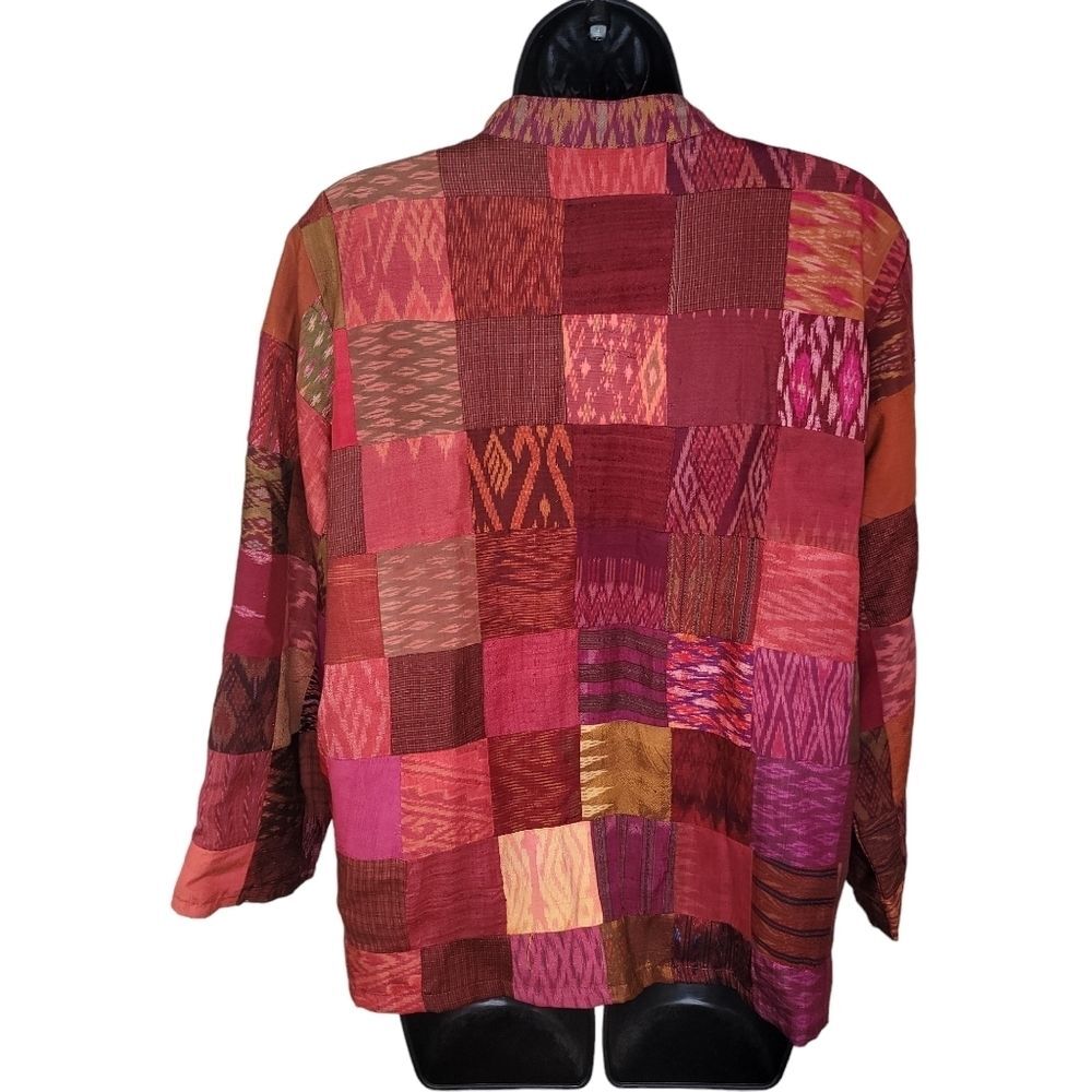 Thai Silk Mandarin collar patchwork jacket size L… - image 2